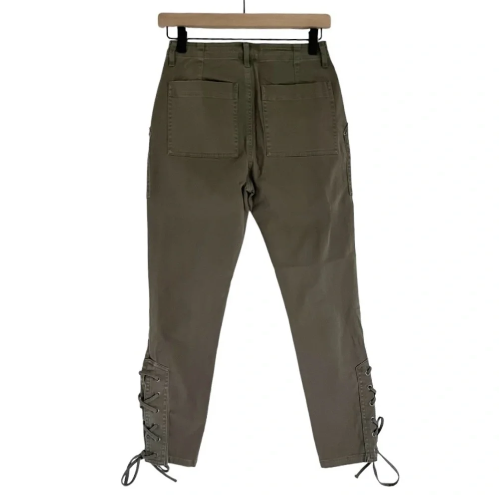 NWT Pistola Women’s Lace‎ Up Ankle Crop Length Pants Green Size 25